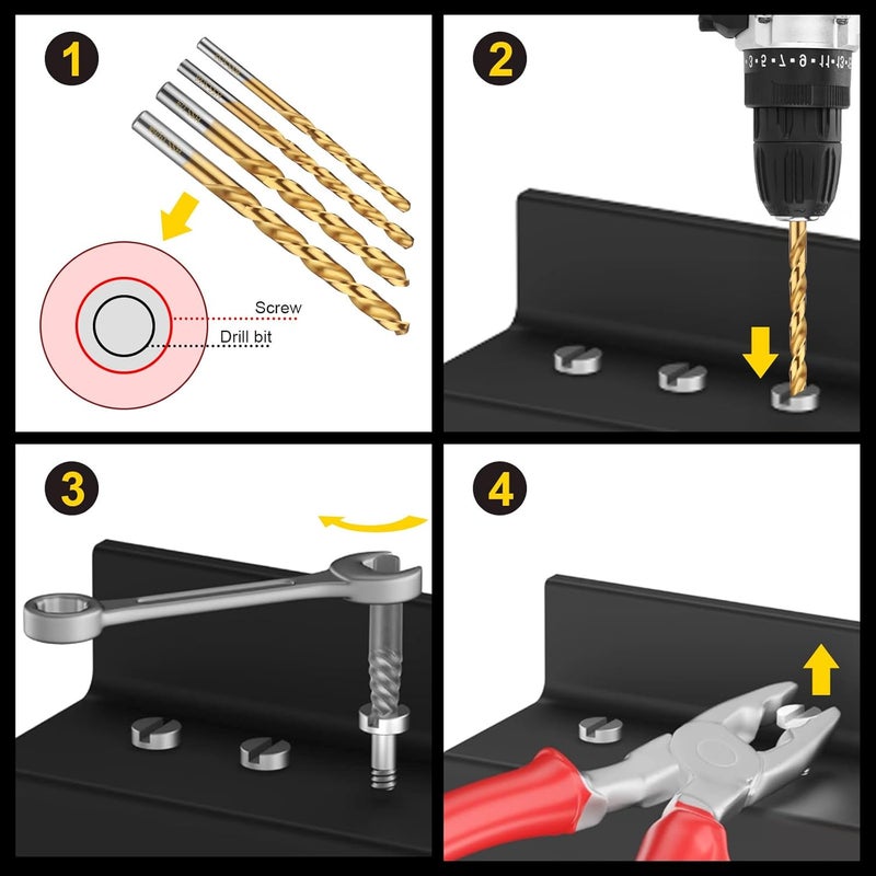 VALKYNOS 14 PCS Screw & Bolt Extractor Set – 35# Cr-Mo & HSS Steel Easy Out Kit with Left Hand Drill Bits for Removing Broken Bolts, Stripped Screws & Damaged Fasteners with Storage Case - Image 3